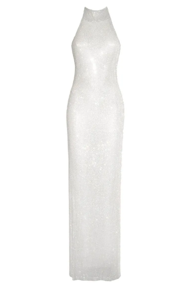 Dresses<CULT MIA ICE CRYSTAL MAXI DRESS White