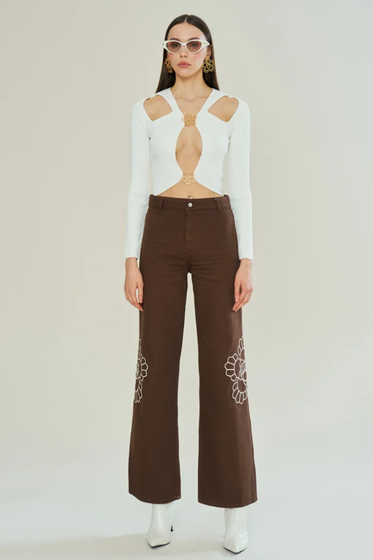 Pants<CULT MIA ICONIC EMBLEM TOFFEE JEANS Brown