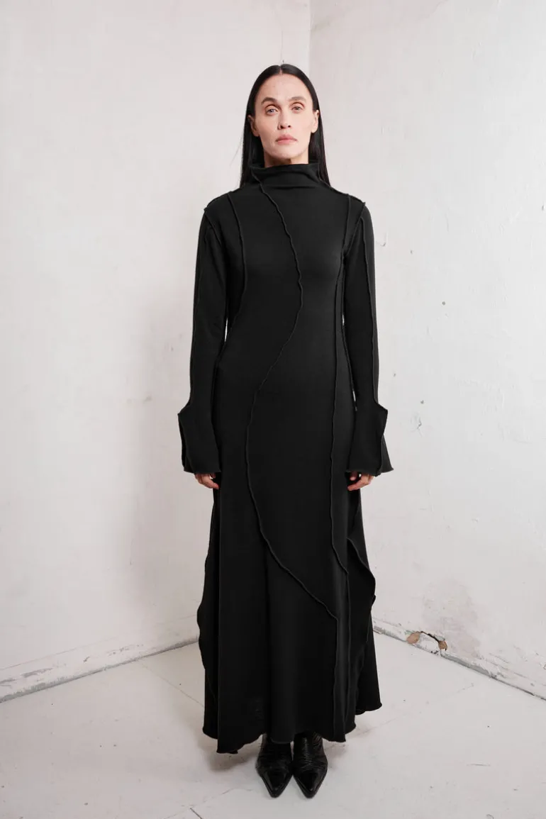 Dresses<CULT MIA INDIRA HIGH NECK ASYMMETRIC MAXI DRESS Black