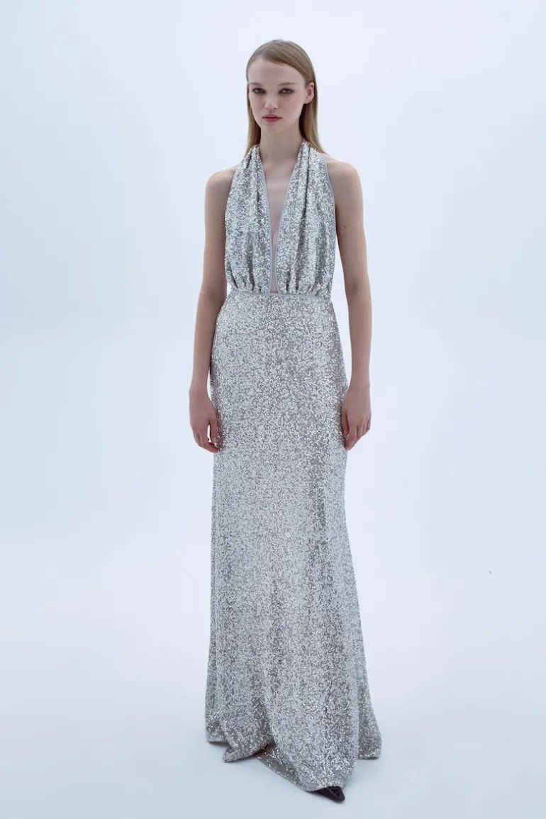 Dresses<CULT MIA INES SEQUIN DRESS IN CLOUD SILVER Silver Sequin