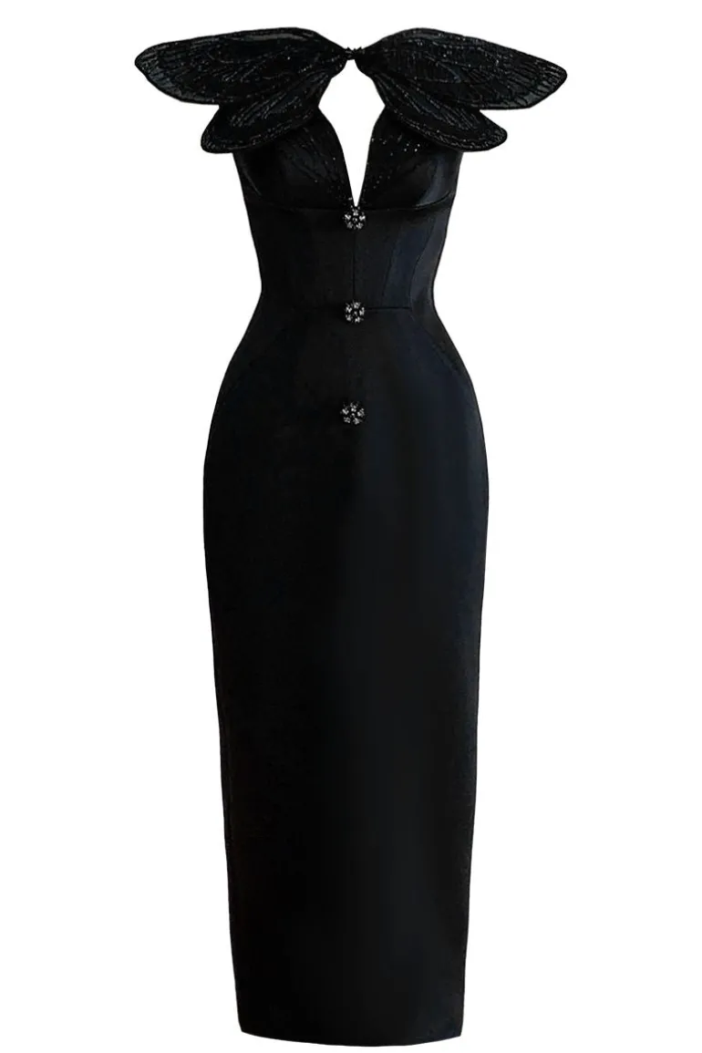 Dresses | Midi Dresses<CULT MIA INSECTA BUTTERFLY MIDI DRESS Black