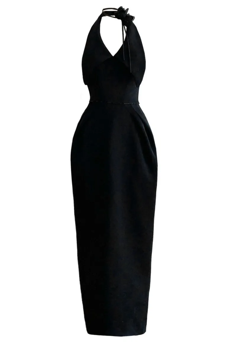 Dresses | Midi Dresses<CULT MIA INSECTA MIDI DRESS WITH FLORAL NECKLACE Black