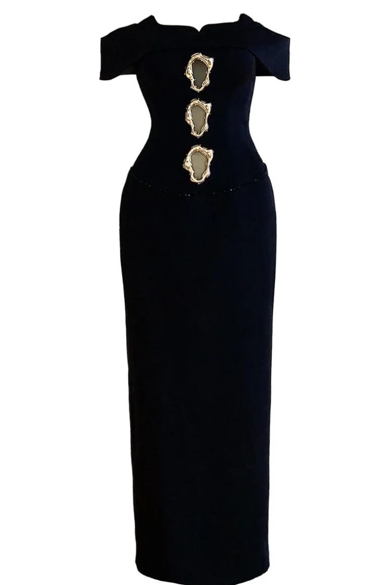 Dresses | Midi Dresses<CULT MIA INSECTA OFF SHOULDER MIDI DRESS Black