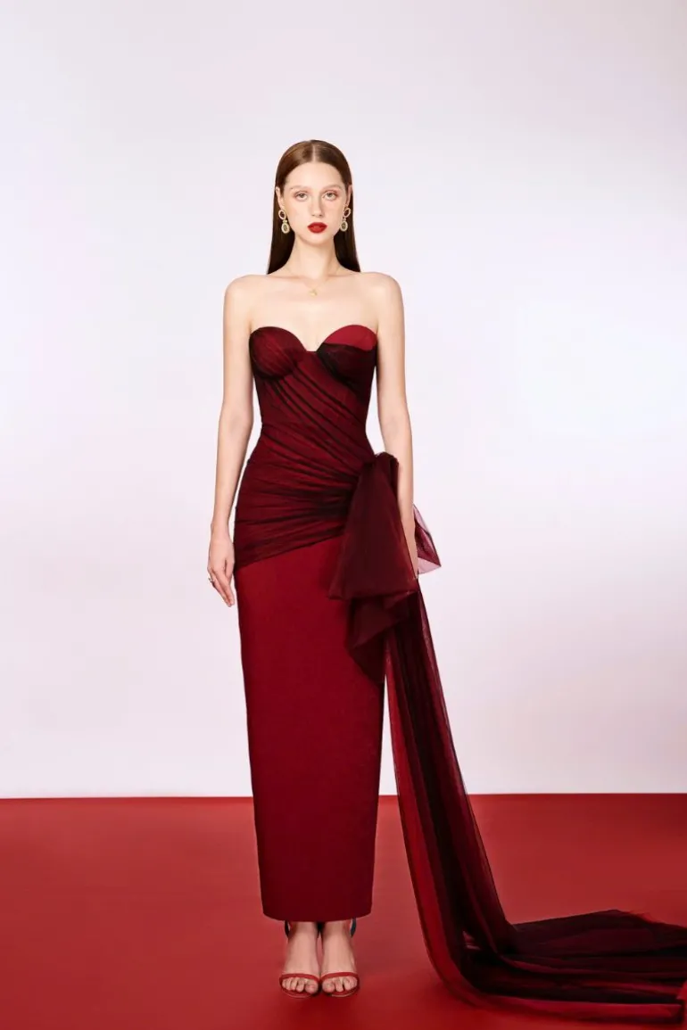 Dresses | Midi Dresses<CULT MIA INSECTA STRAPLESS MIDI DRESS Red