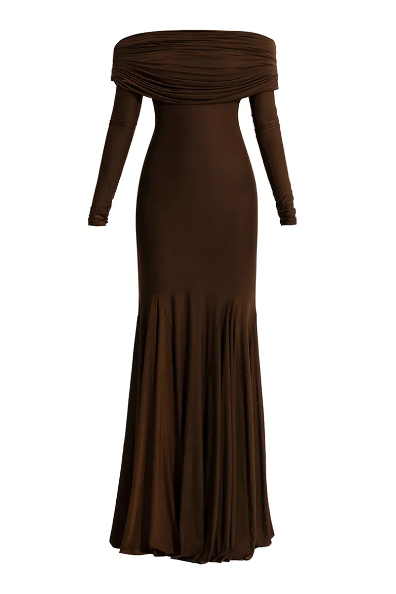 Dresses<CULT MIA IRENE ESPERESSO BROWN MAXI DRESS Espresso Brown