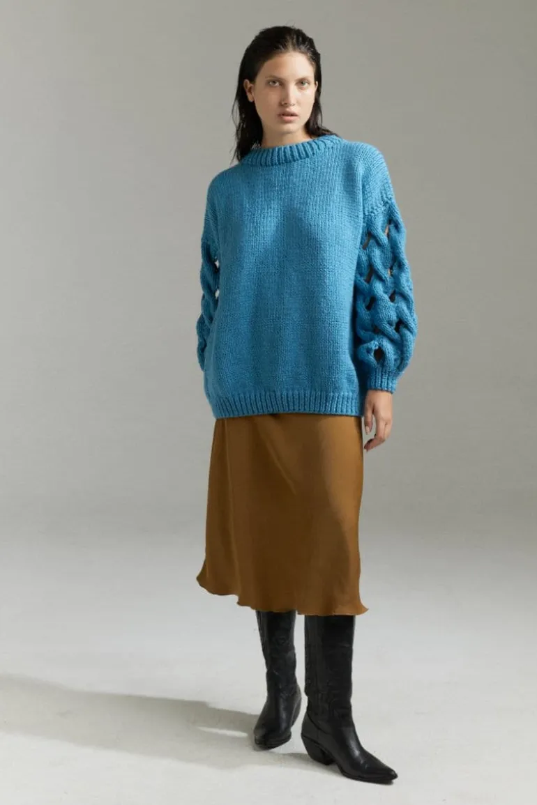 Knitwear<CULT MIA ISABEL CREW NECK SWEATER Celestial Blue