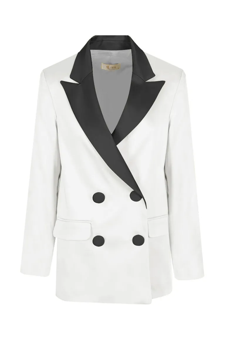 Jackets<CULT MIA ISADORA SATIN JACKET White