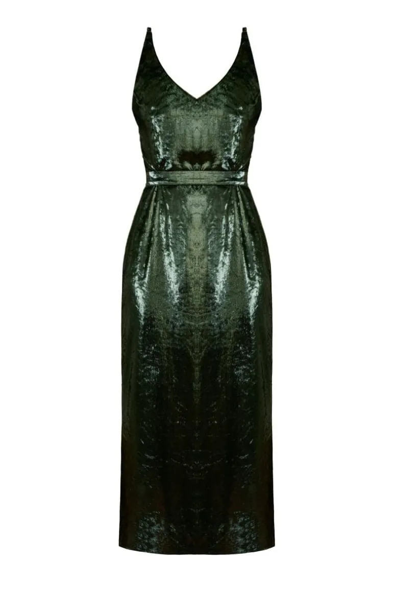 Dresses | Midi Dresses<CULT MIA ISLA GREEN SHIMMER MIDI DRESS