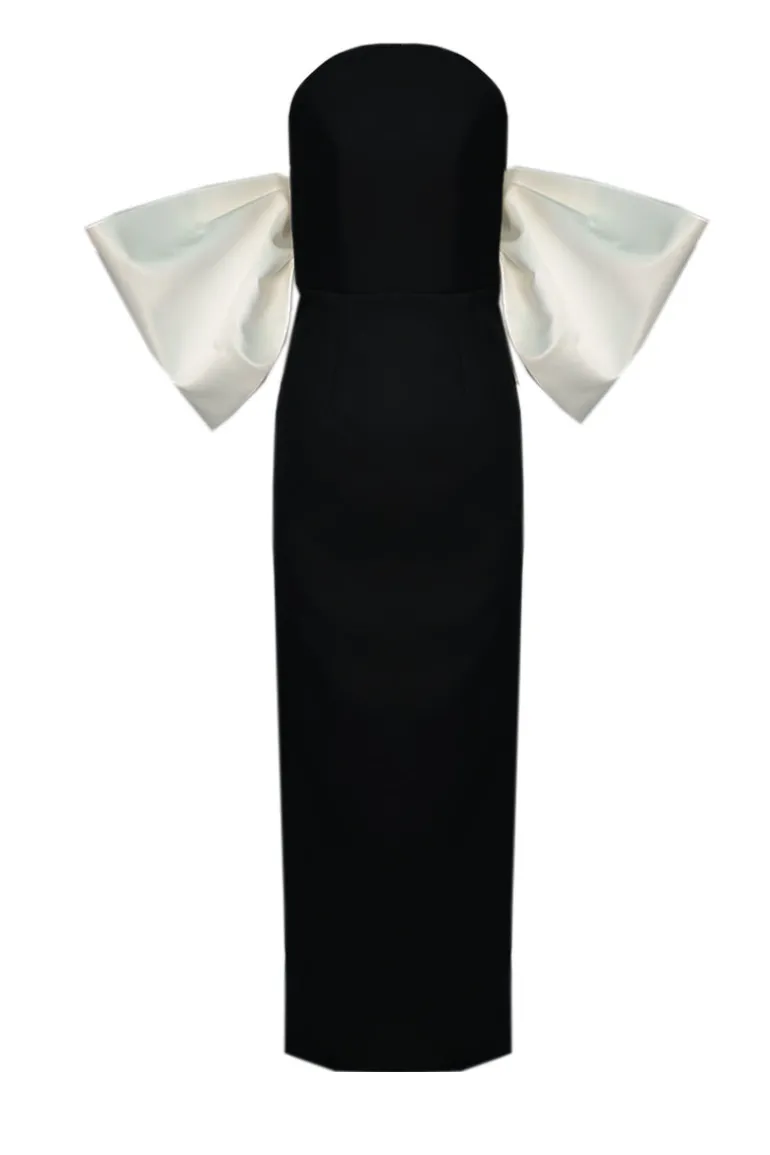 Dresses<CULT MIA IVORY-SLEEVED CIRCULAR BODICE DRESS Black