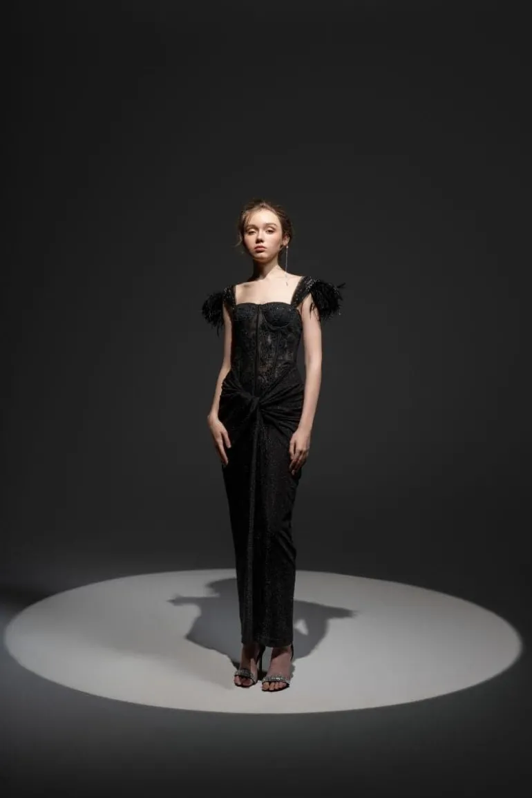Dresses<CULT MIA IZZY LACE CORSET MAXI DRESS Black