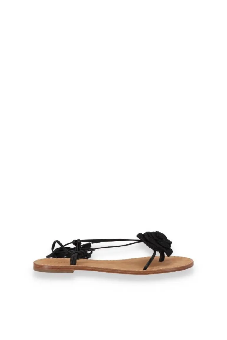 Sandals<CULT MIA JAKARA BLACK LEATHER SANDALS