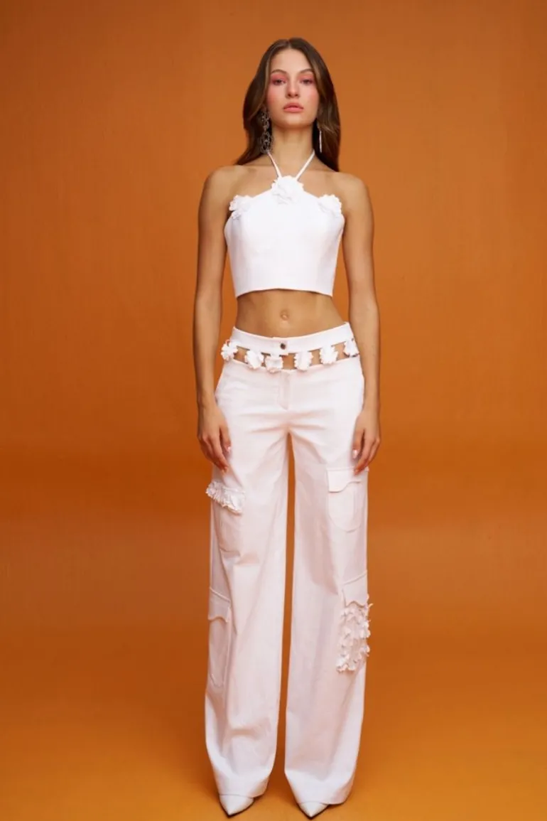 Pants<CULT MIA JASMINE FLORAL PANTS White