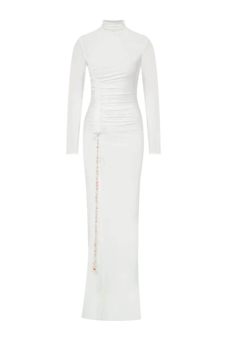 Dresses<CULT MIA JERSEY MAXI DRESS WITH STONE ACCESSORIES IN White