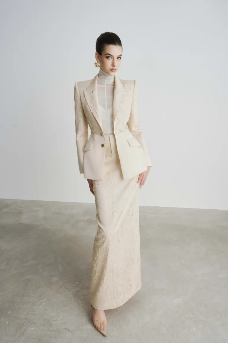 Jackets<CULT MIA JERSEY STRUCTURED BUTTON BLAZER Beige