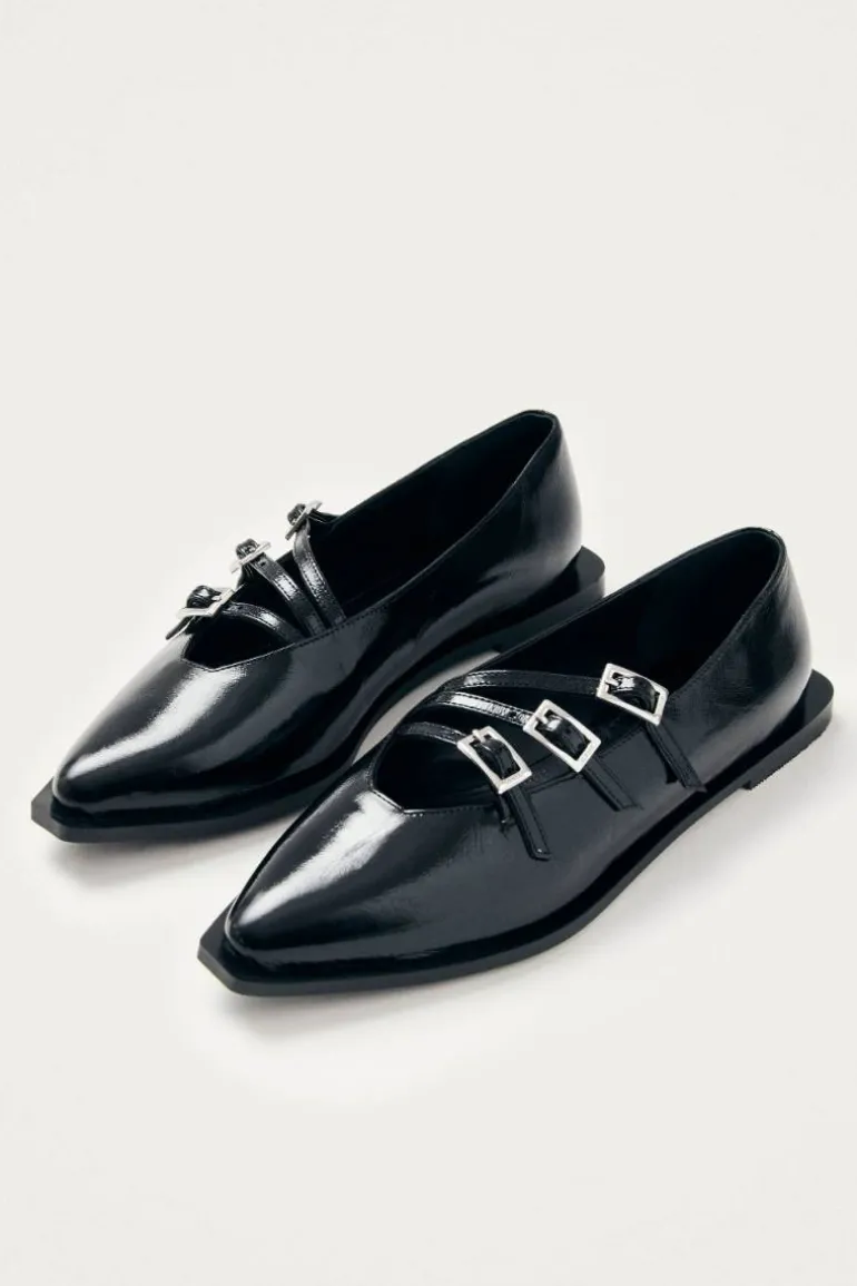 Flats<CULT MIA JIVE ONIX LEATHER BALLET FLATS IN BLACK