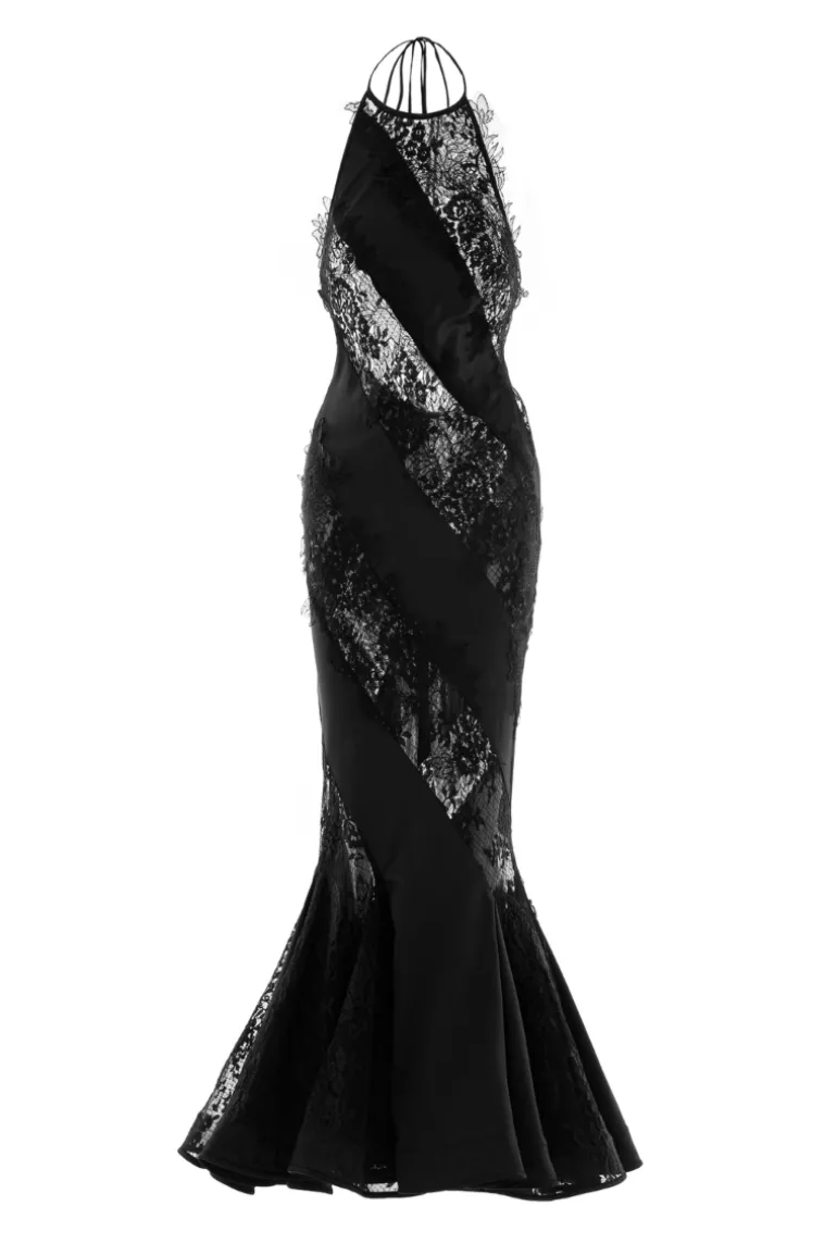 Dresses | Midi Dresses<CULT MIA JULIA MERMAID HALTER NECK LATIN SILK MIDI DRESS Black