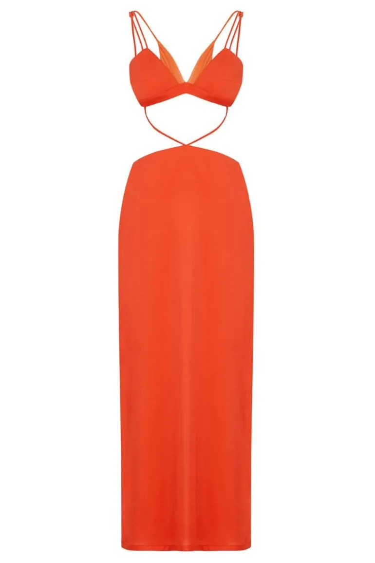 Dresses<CULT MIA JULIE SALMON RED CUT-OUT MAXI DRESS Salmon/Red