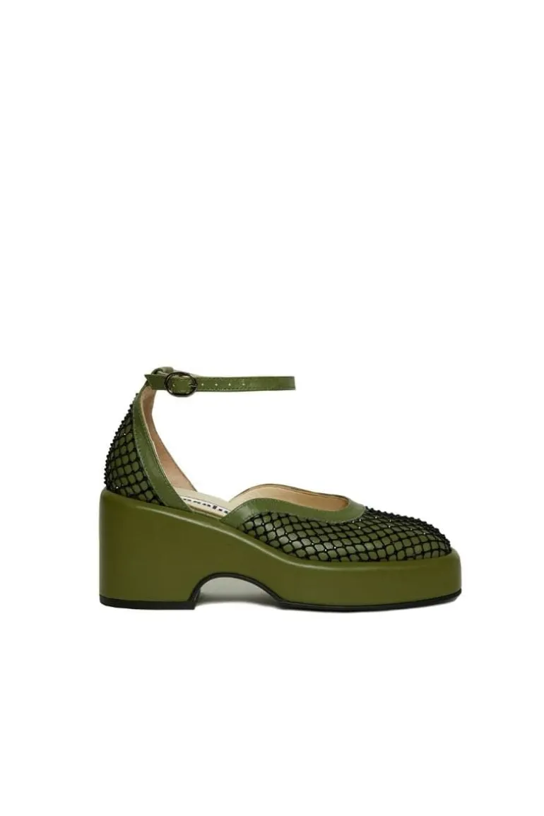 Flats<CULT MIA MARY JANE PLATFORM WITH GEMS Khaki