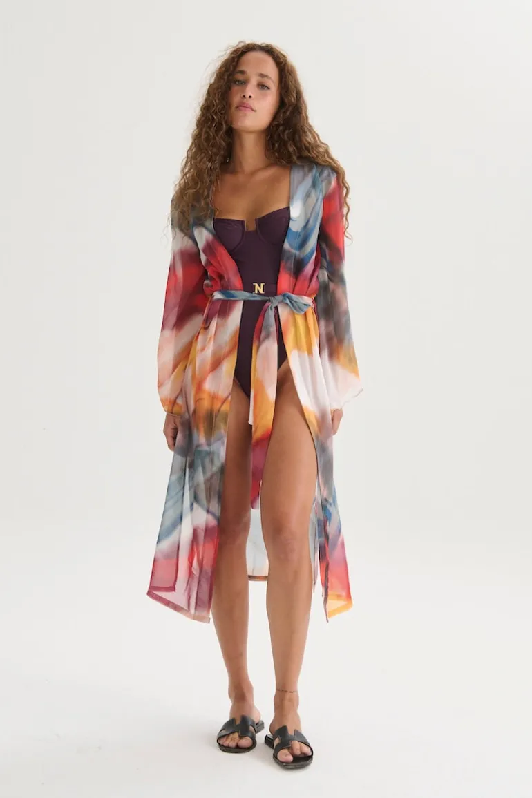 Swimwear<CULT MIA KIMONO IN PRINT ROJO Print rosa