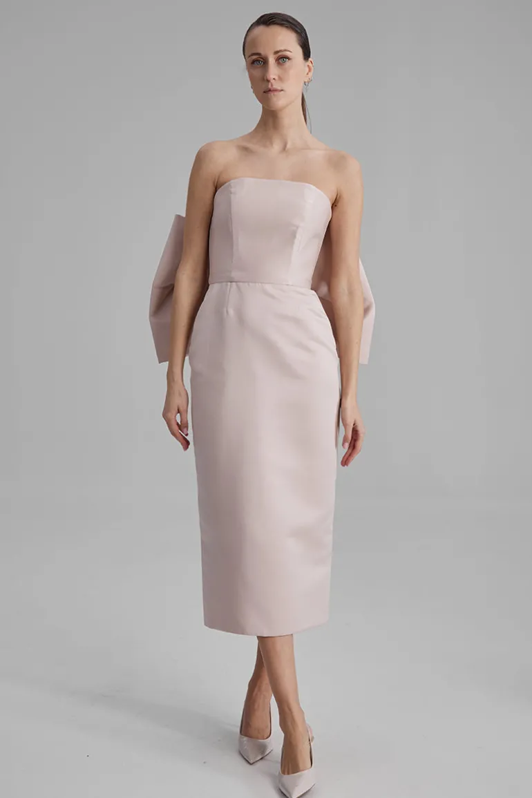 Dresses | Midi Dresses<CULT MIA KIRA APRICOT MIDI DRESS WITH BIG BOW Apricot Crush
