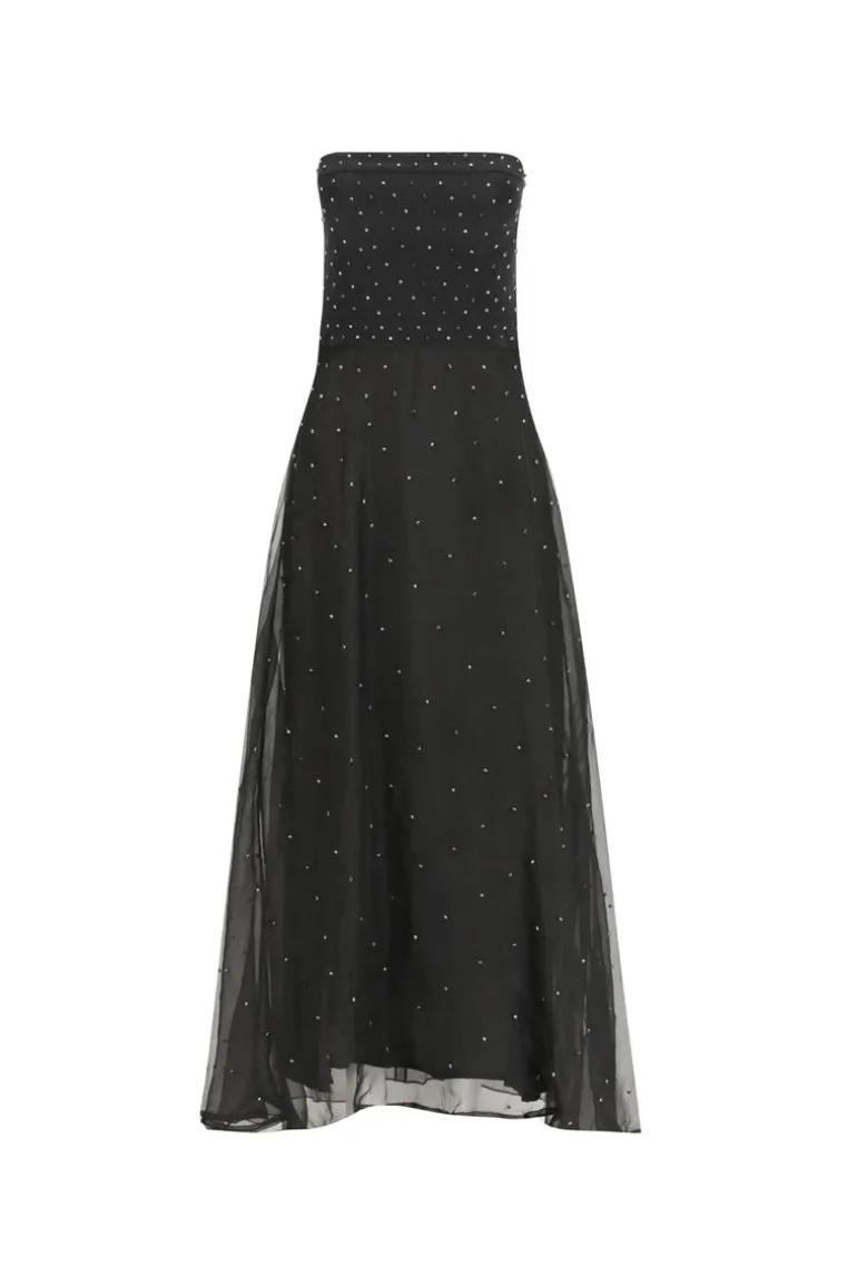 Dresses<CULT MIA KOSALA BEADED STRAPLESS DRESS IN Noir