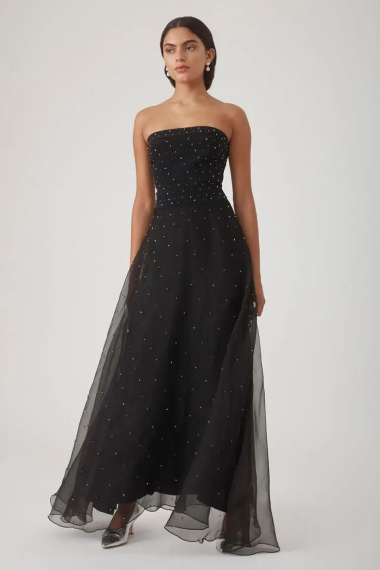 Dresses<CULT MIA KOSALA BEADED STRAPLESS DRESS IN Noir