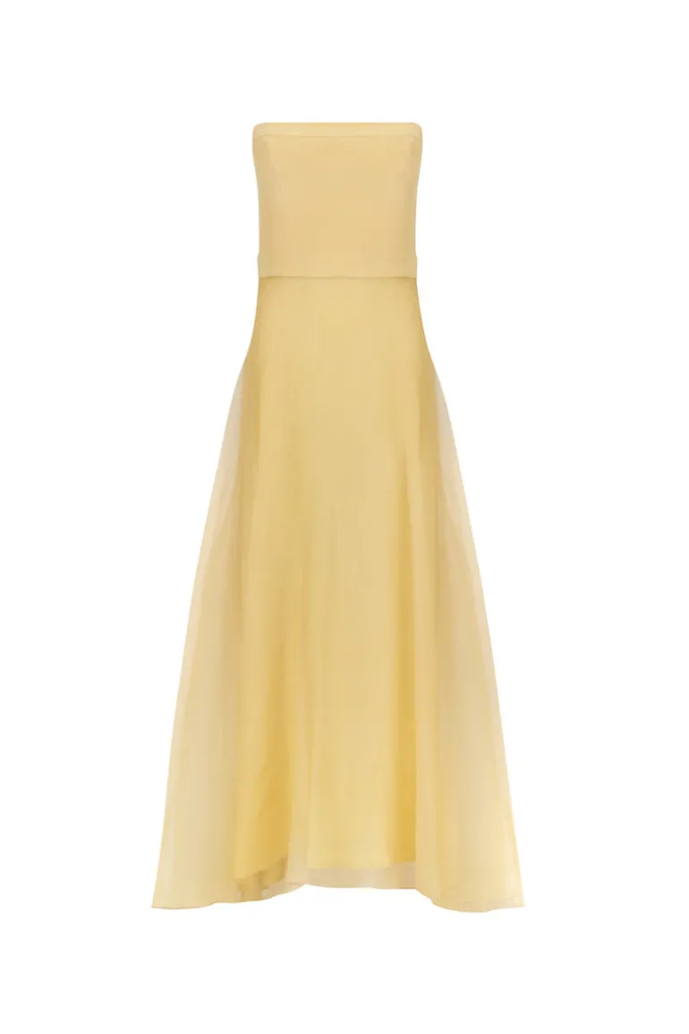 Dresses<CULT MIA KOSALA STRAPLESS DRESS IN Saffron