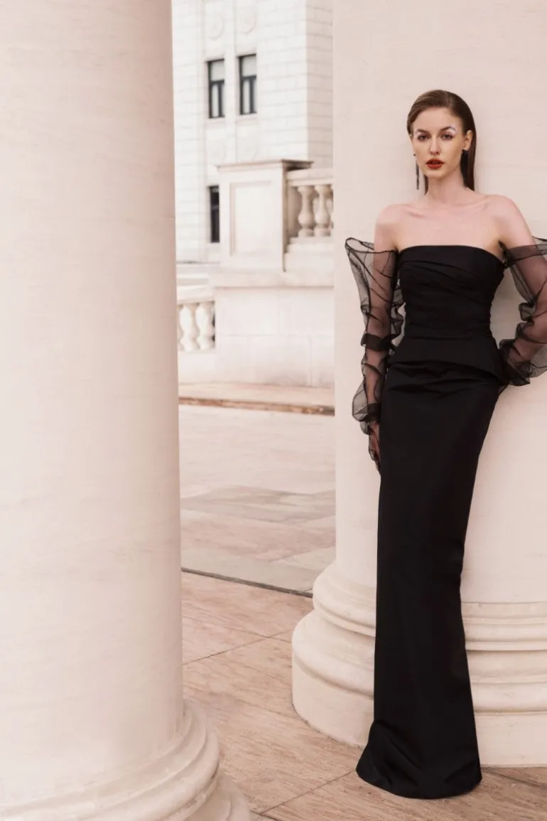 Dresses | Gowns<CULT MIA KRISTINE STRAPLESS PEPLUM GOWN Black