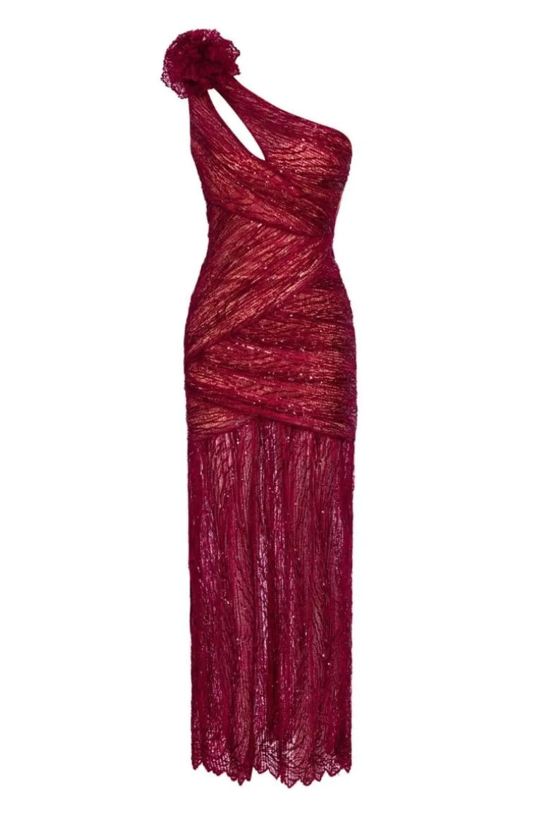 Dresses<CULT MIA KYRA ONE-SHOULDER MAXI DRESS Red