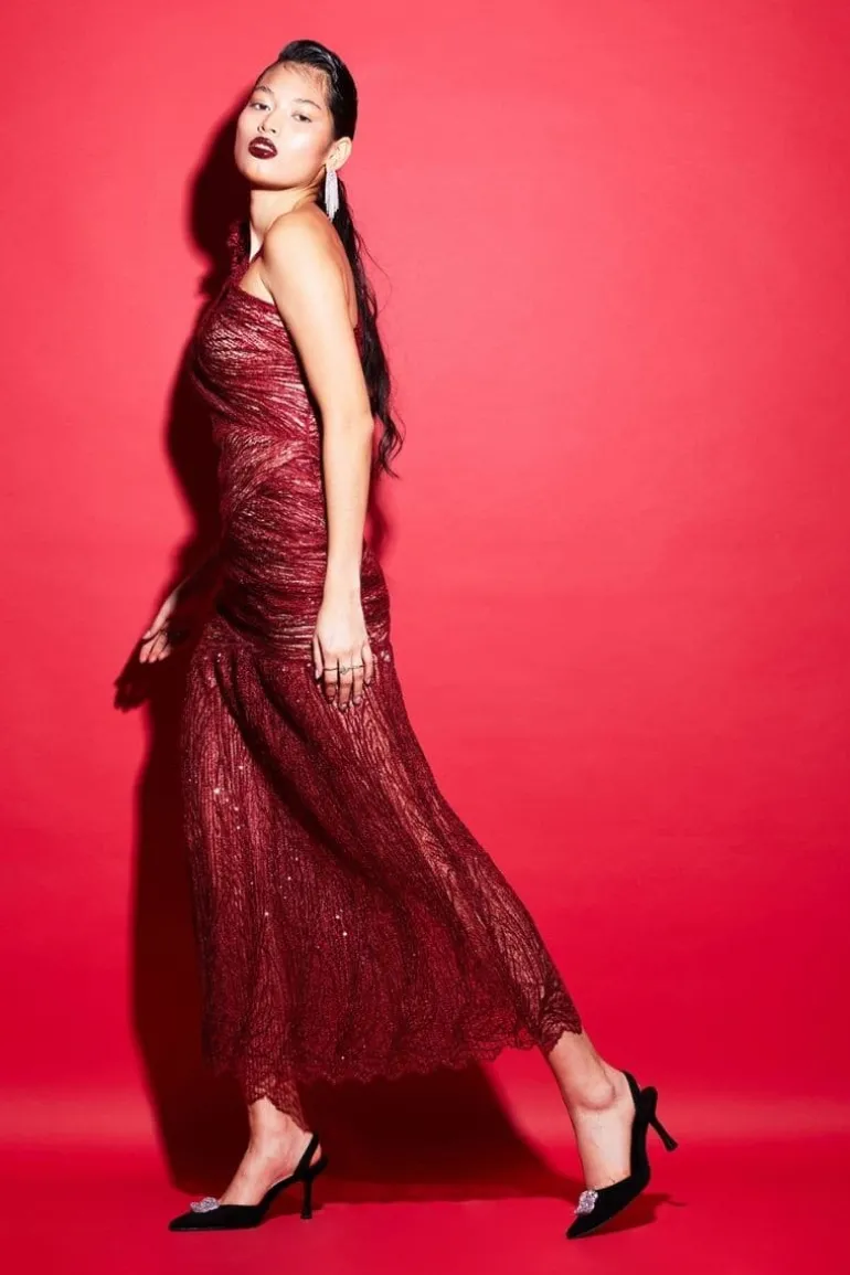 Dresses<CULT MIA KYRA ONE-SHOULDER MAXI DRESS Red