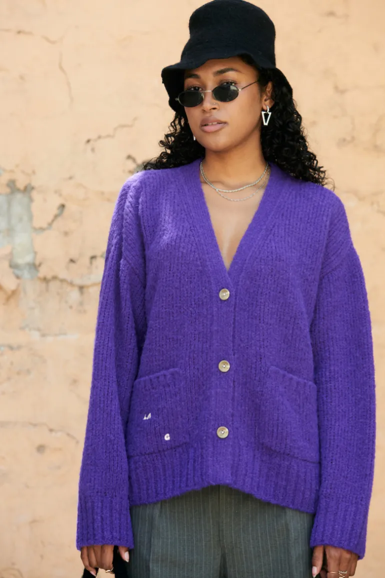 Knitwear<CULT MIA LA G KNITTED CARDIGAN Purple