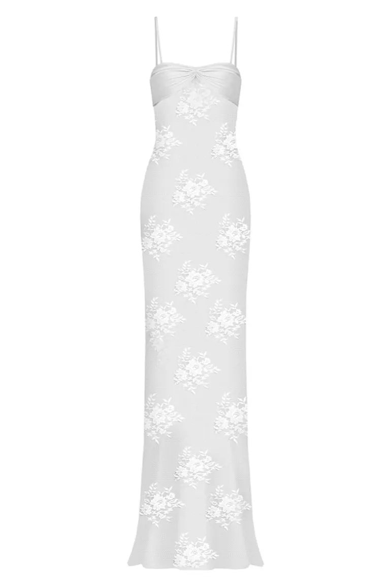 Dresses<CULT MIA LACE SWAN SLIP MAXI DRESS IN White