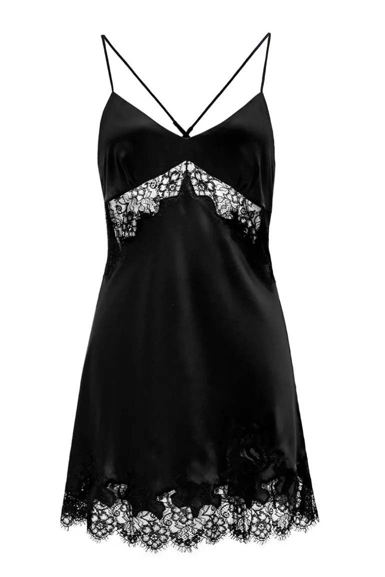 Dresses | Mini Dresses<CULT MIA LATICA LACE-TRIMMED SLIP DRESS IN Black