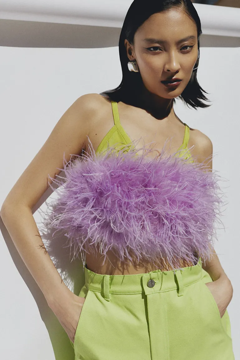 Tops<CULT MIA FEATHER TOP Lavander