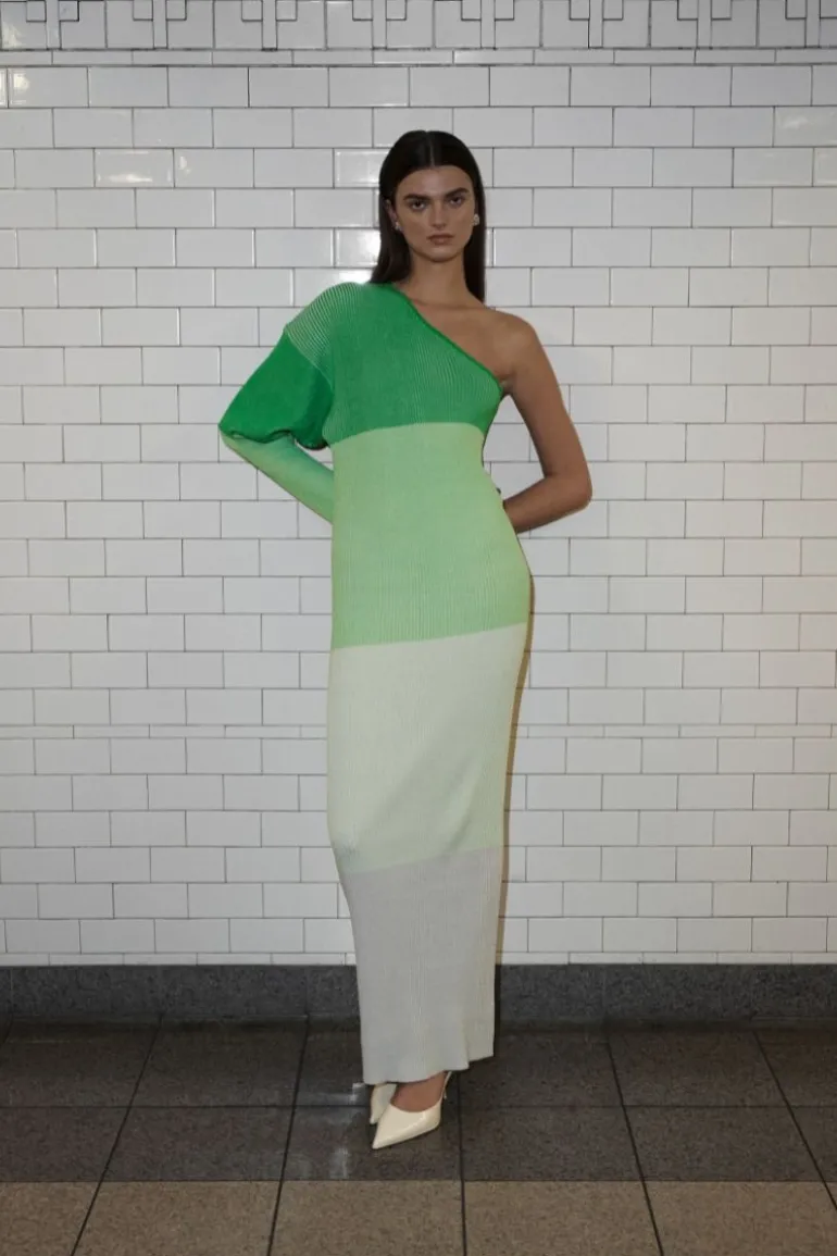 Dresses<CULT MIA LEAVES DRESS IN Pistachio Cream