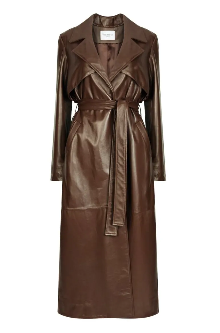 Coats<CULT MIA LEONORA LEATHER TRENCH COAT Brown