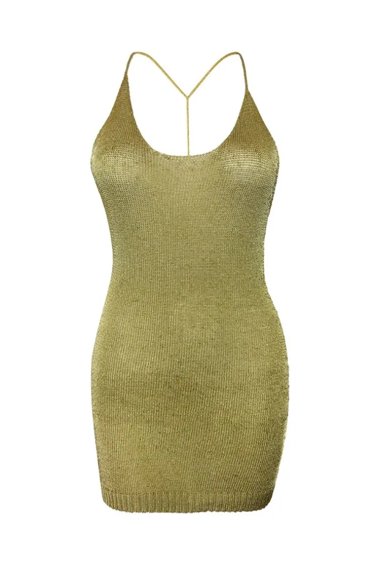 Dresses | Mini Dresses<CULT MIA SPARKLY KNIT MINI DRESS Light Gold