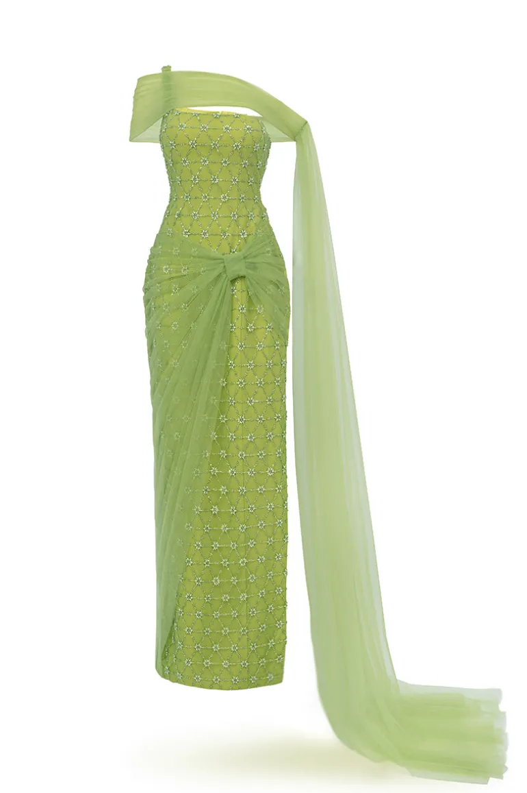 Dresses<CULT MIA CRYSTAL MAXI DRESS IN GREEN Light Green