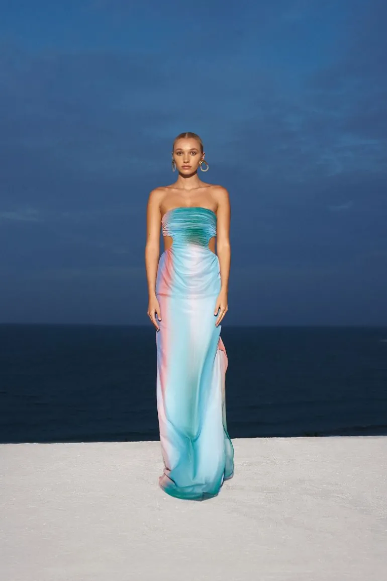Dresses<CULT MIA LILA STRAPLESS MAXI DRESS Misty Blue