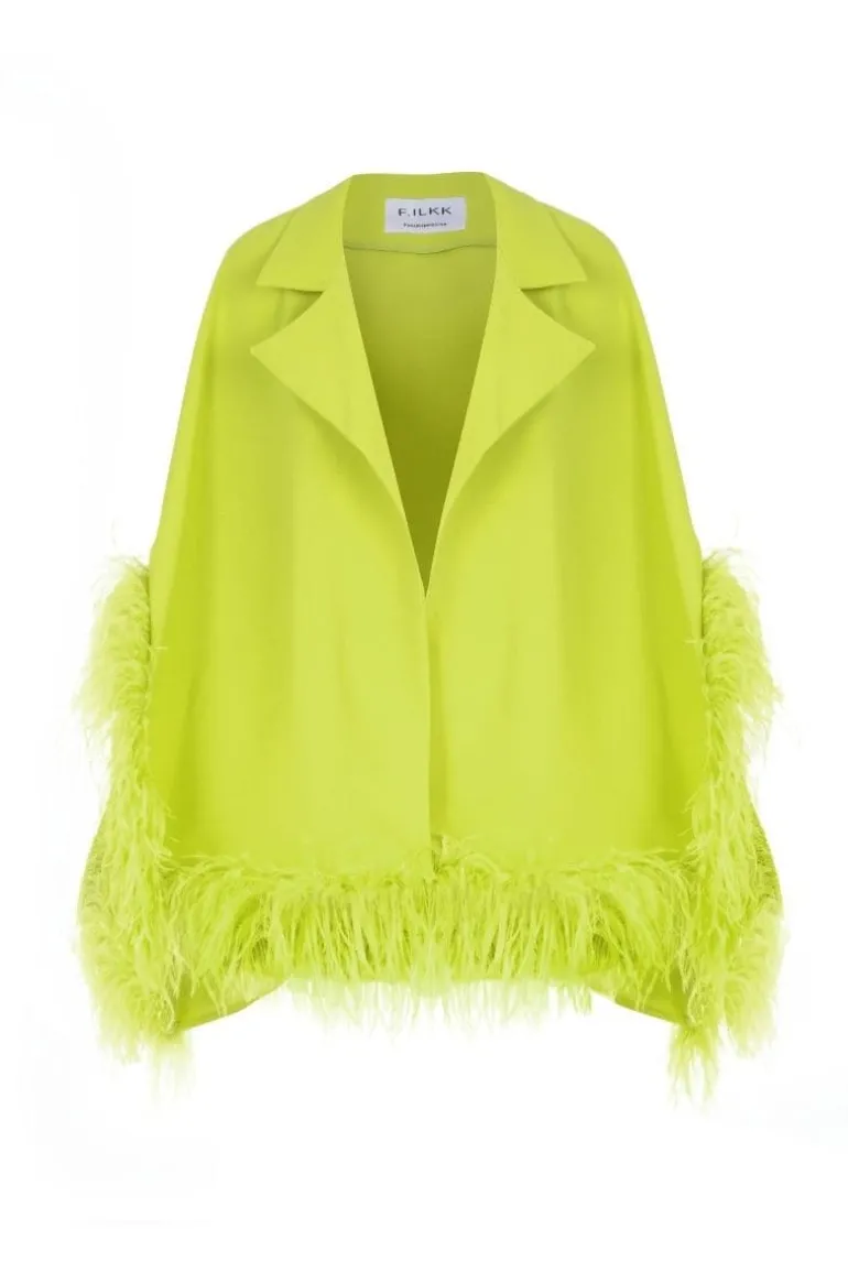 Jackets<CULT MIA FEATHER CAPE Lime Green