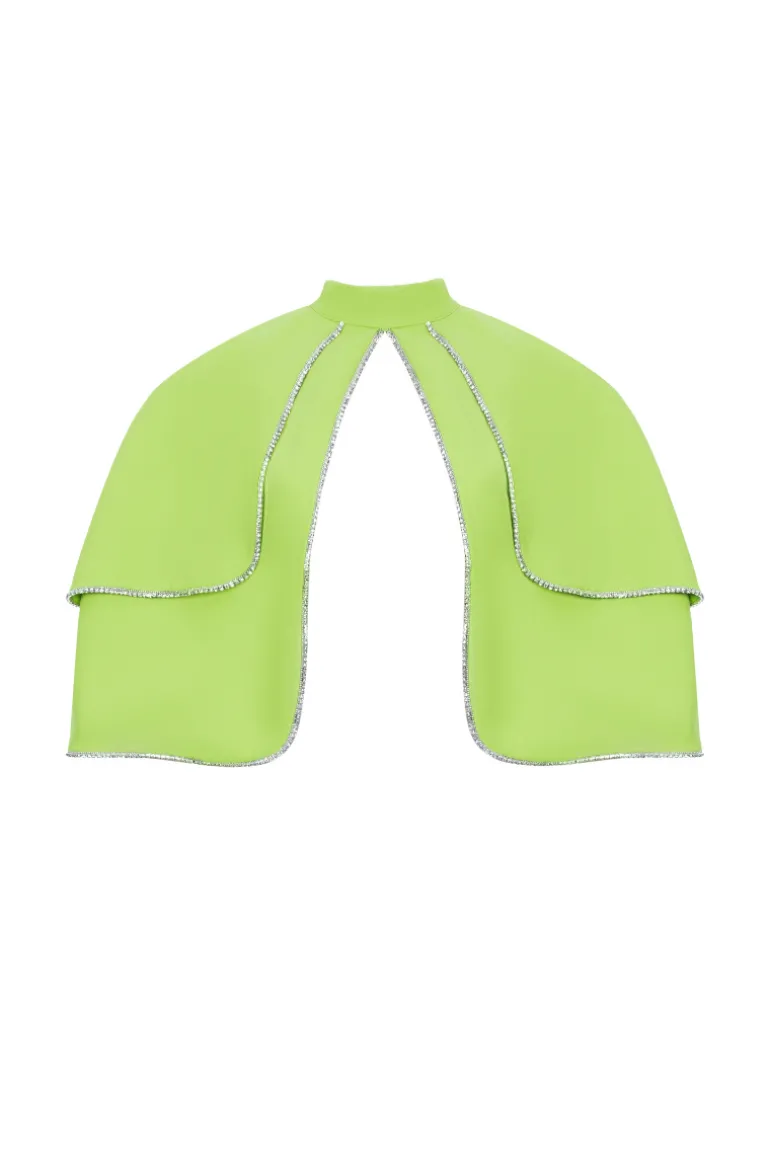 Jackets<CULT MIA GREEN RHINESTONE CAPE Lime