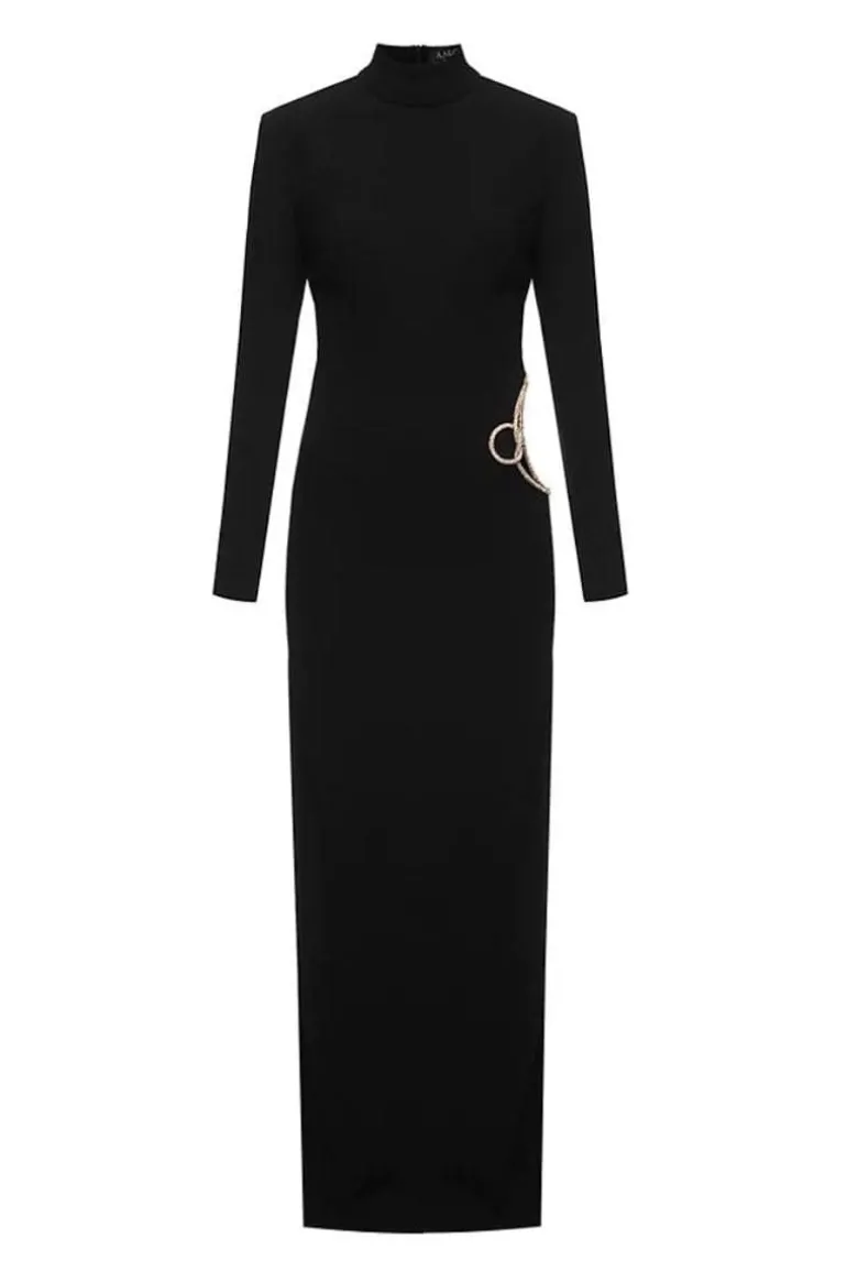 Dresses<CULT MIA LONG SLEEVED CUT-OUT MAXI DRESS Black