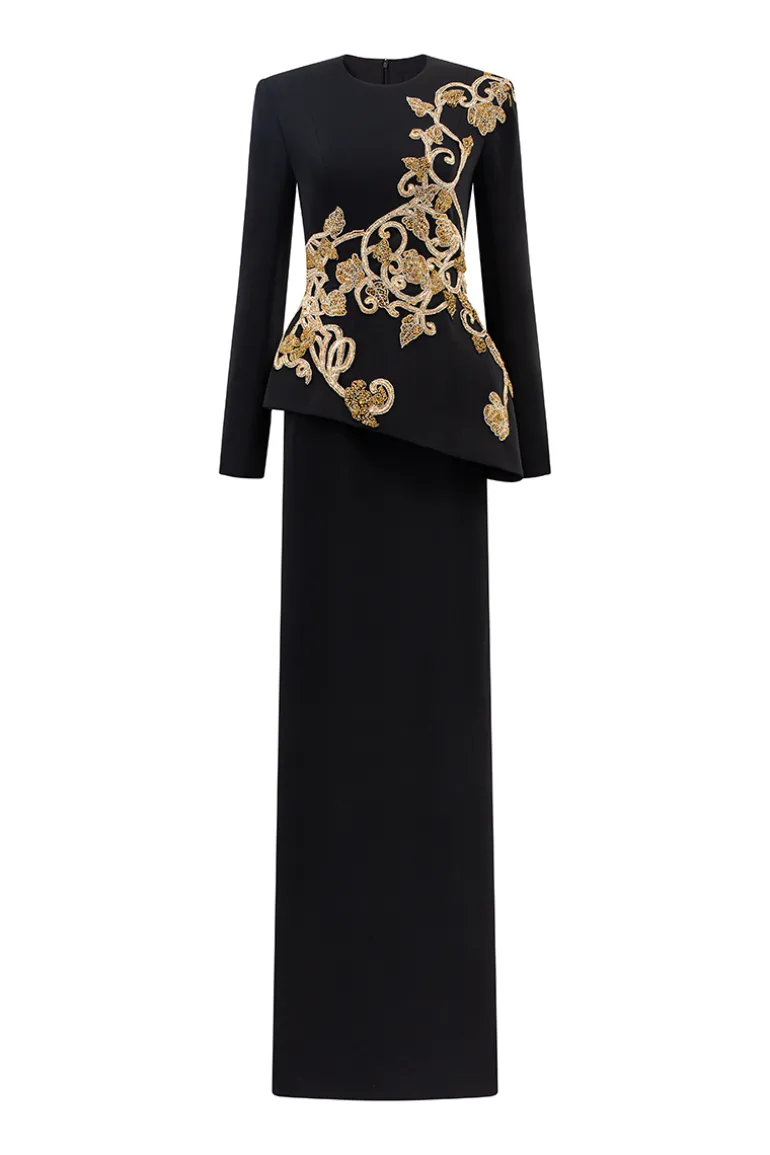 Dresses | Gowns<CULT MIA LONG SLEEVES ROUND NECK STRAIGHT DRESS Black