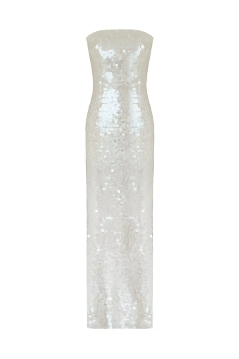 Dresses<CULT MIA LOREN GLAM SEQUIN MAXI DRESS White