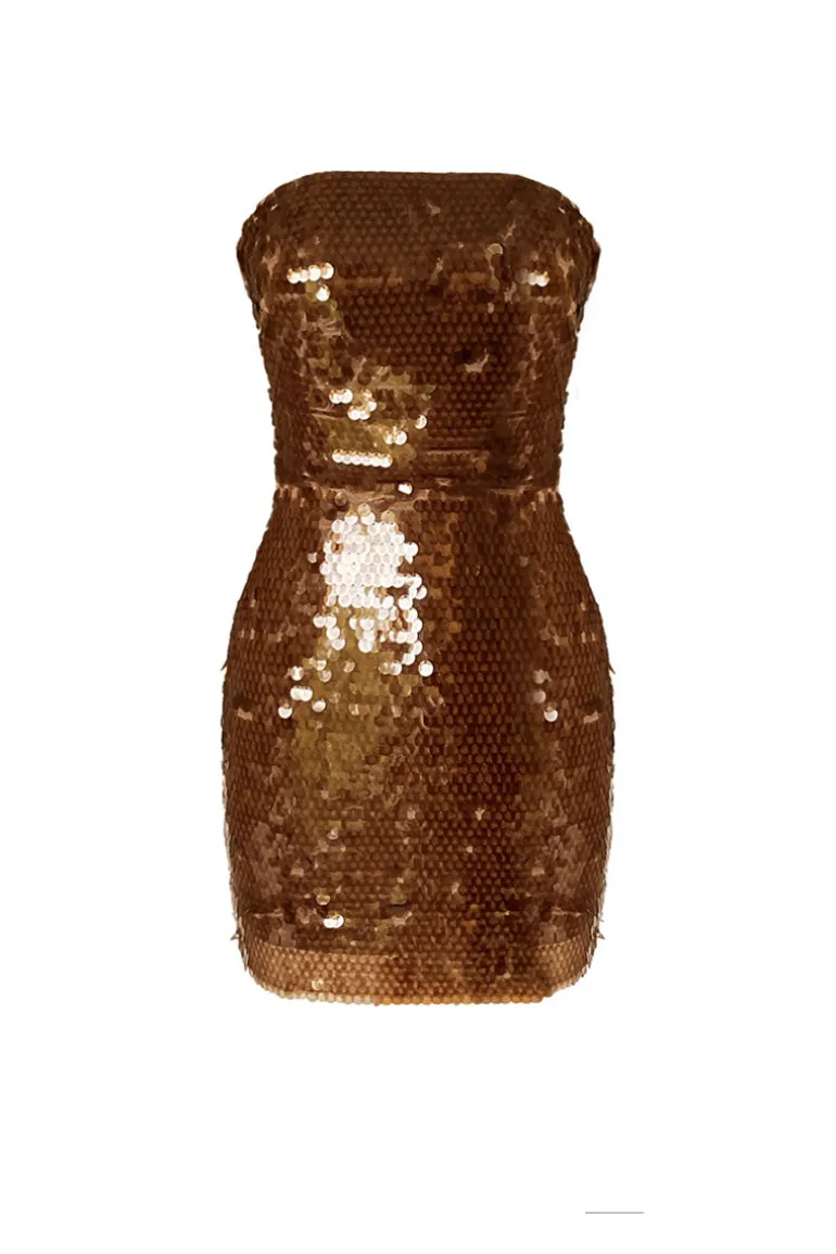 Dresses | Mini Dresses<CULT MIA LOREN GLAM SEQUINED MINI DRESS Brown