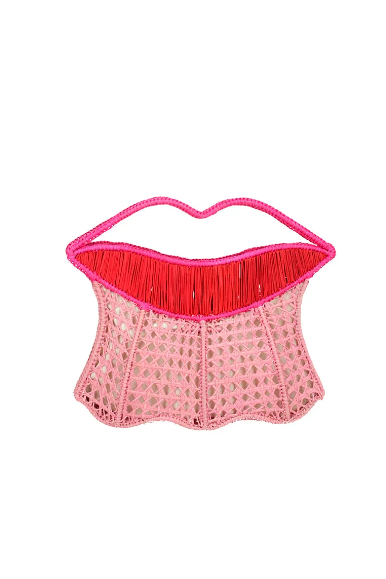 Clutch Bags<CULT MIA LORENZA HAND WOVEN HANDBAG Pink & Red