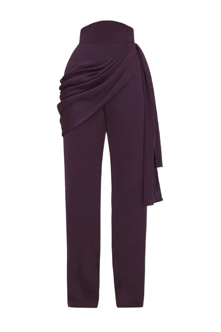Pants<CULT MIA LOTI DRAP PANTS IN BERRY