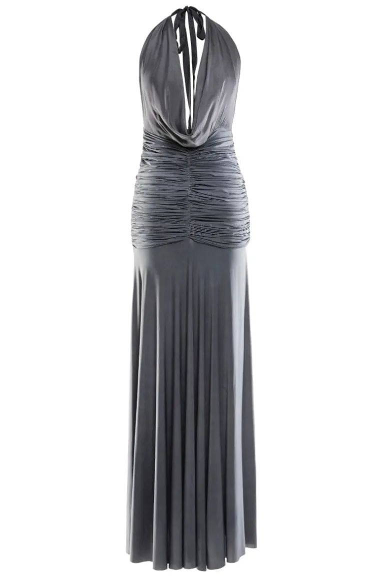 Dresses<CULT MIA LOUISE COWL RUCHED GOWN Gray
