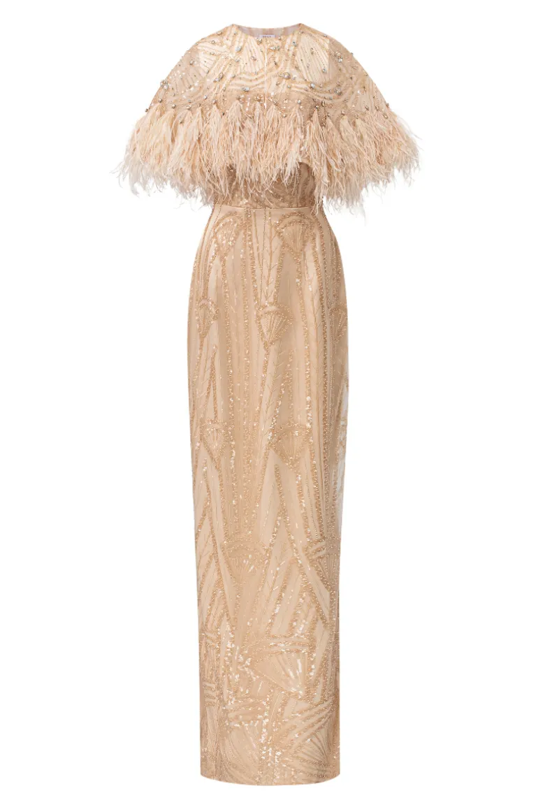 Dresses<CULT MIA LUCICE CRYSTAL LACE BODYCON DRESS Beige