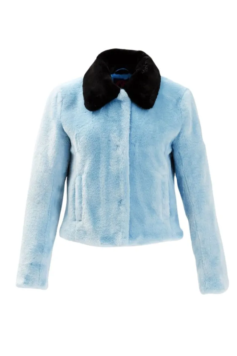 Jackets<CULT MIA LUCILLE LIGHT BLUE AND NOIR JACKET Light Blue/Noir